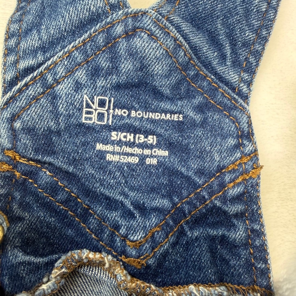 NWT No Boundaries Womens Distressed Denim Overalls Cottage Western S 3-5 - Picture 2 of 13